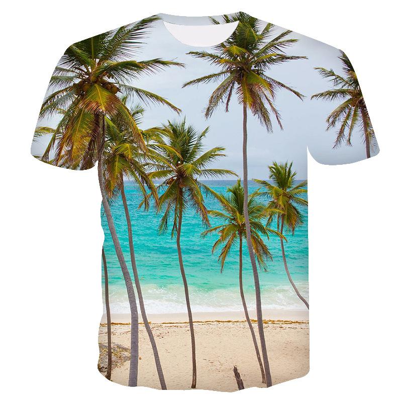 Summer Palm Tree 3D Print T-Shirts Streetwear Men Natural Fashion Harajuku Casual Oversized O-Neck T Shirt Clothing