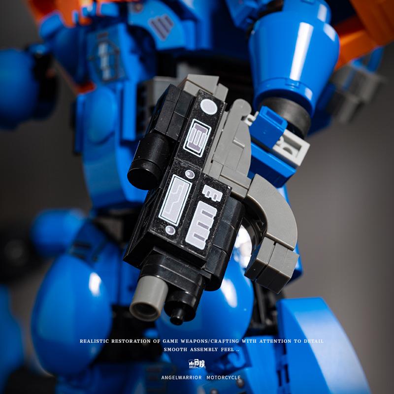 JD124 Blue Mecha Battle Hammer Building Blocks Motorcycle – Educational DIY Model Toy for Boys