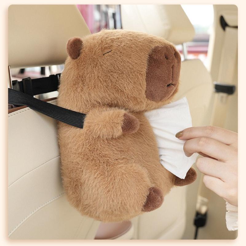 Taschentuchboxen fürs Auto, Capybara-Plüsch-Zubehör, Taschentuchbox zum Aufhängen für den Rücksitz des Autos, Plüschhalter-Abdeckung, Auto-Spielzeug, Innendekoration