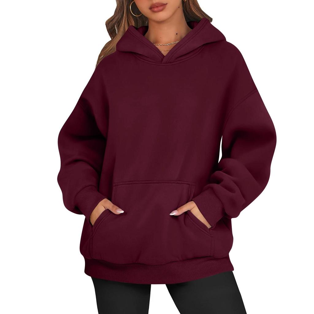 Damen Oversized Sweatshirts Fleece Hoodies Langarmshirts Pullover Herbstkleidung Mit Tasche