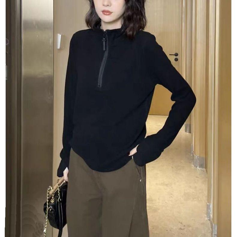 

GMXIA Женская толстовка с капюшоном из бархата с воротником-стойкой и полумолнией, осенне-зимняя модель, утолщенная основа из бархата XXXL чёрный