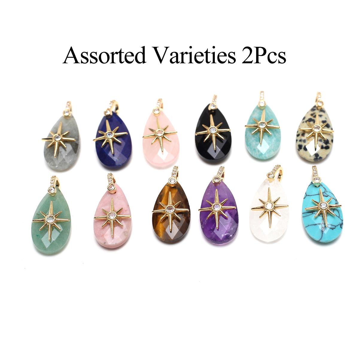 

2Pcs, Aura Healing Crystal Pendant with Diamond, Natural Rose Quartz Gemstone Water Drop Charms, for DIY Necklace Accessories, Jewelry Making 13×24cm 2Pcs/13×24mm