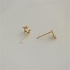 925 Sterling Silver Electroplated 14K Gold Asymmetric Star Zircon Earrings for Women Student Mini Simple Jewelry
