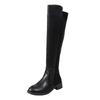 Leather Women's Knee High Boots With Thick Soles Round Toes Back Zipper Chunky Heel And Wide Calf Knee High Boots for Women Tan