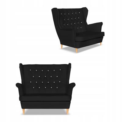 Sofa Canapé Bergère Gaja Eco-leather Scandinavian Family Furniture Black