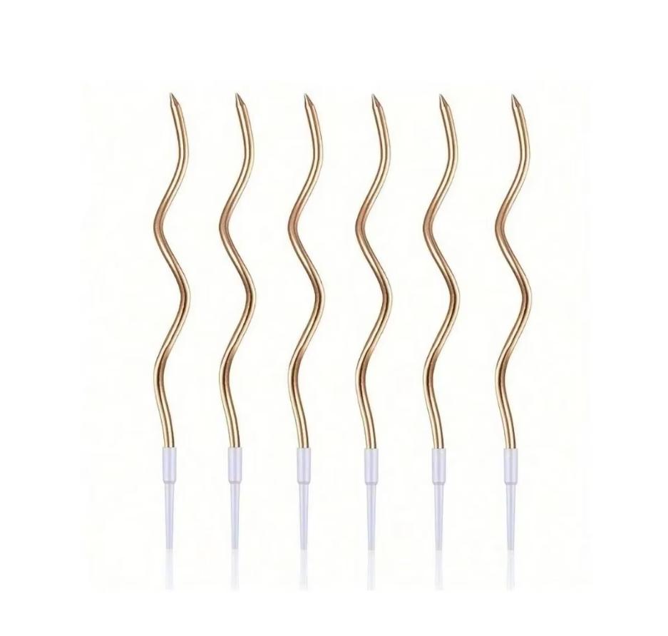 6/12 Stück Geburtstags-Spiral-Kuchenkerzen mit Haltern Lang Dünn Lockig Spiralförmig Metallic Kuchen Geburtstag Hochzeitsfeier Dekoration