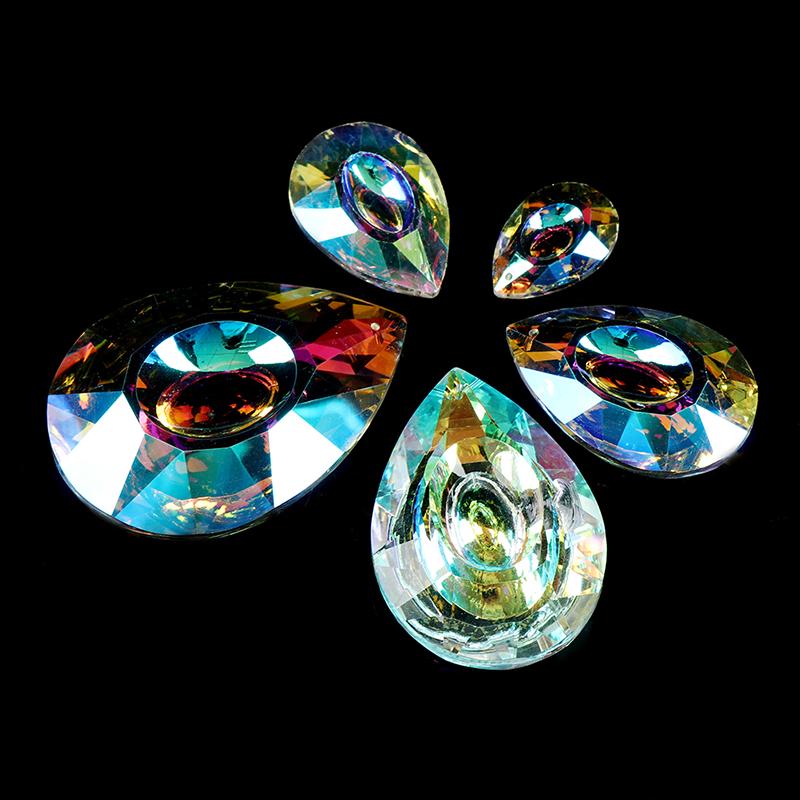 Colorful Crystals Hanging Drops Chandelier Lamp Prisms Parts