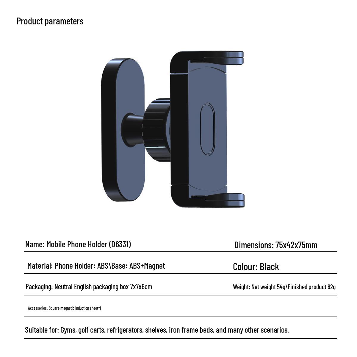 Aluminum Dual-Sided Magnetic Phone Holder for Gym, Treadmill, and Golf Cart