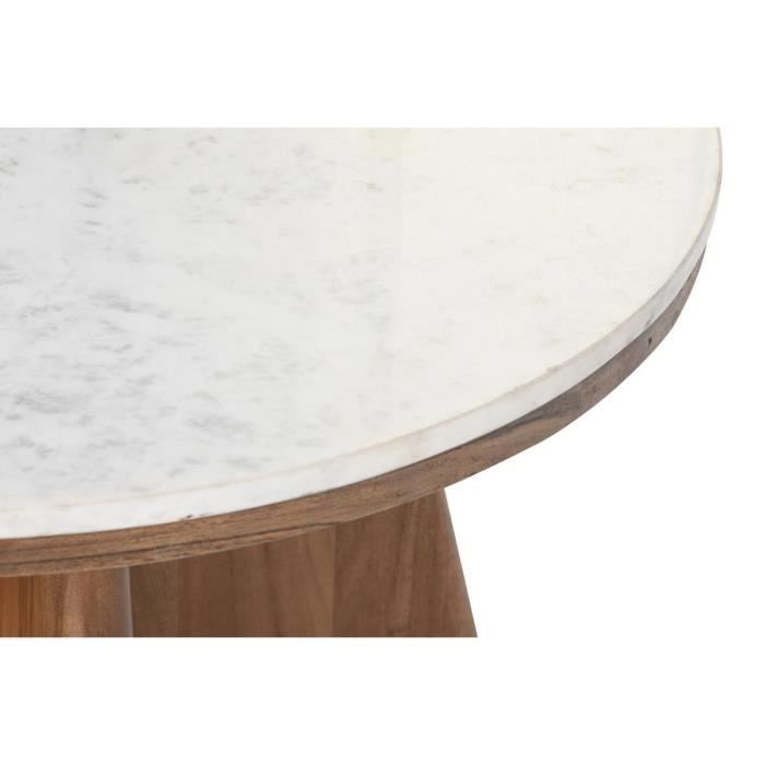 Table Basse - Acacia - Marbre - 70 Cm - Blanc - Marron - Moderne