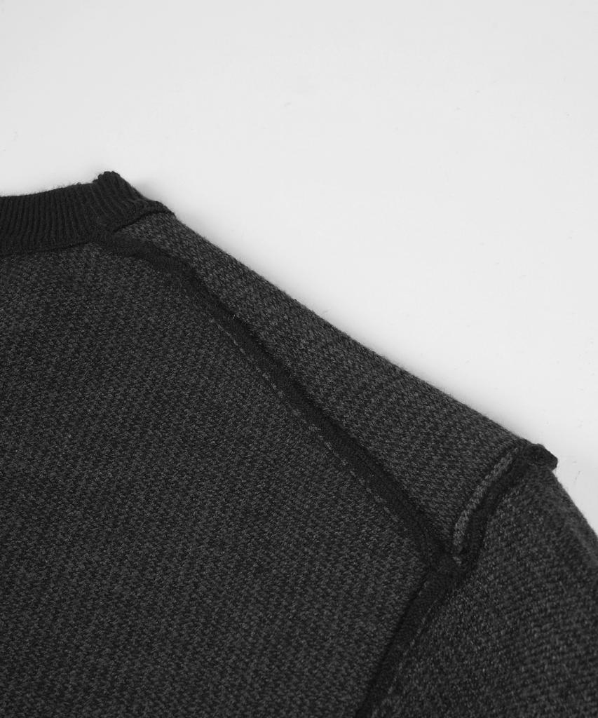 BIRBANTE Soft Washable Two-Tone Round Knit - Black