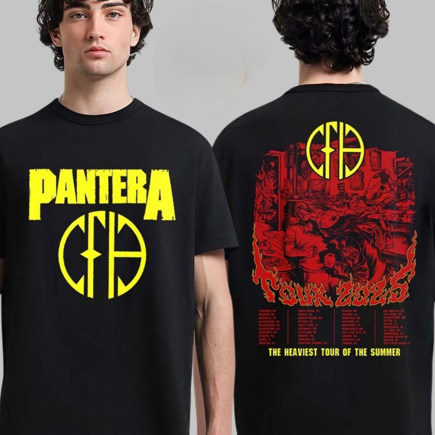 

Pantera 2025 World Tour Europe and North America Snake Tour Dates Cowboys From Hell Two Sided Navy T-Shirt XXXXXL