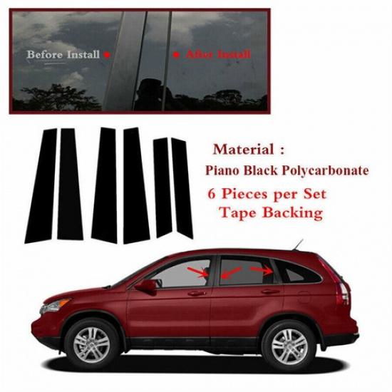 Car Window Pillar Posts Door Trim Cover Set For Honda CRV 2007-11 Polycarbonate