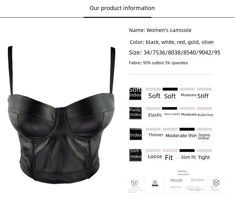 Sexy Leather Womens Vest Suspenders Solid Color Elastic Bra Wrap For Summer