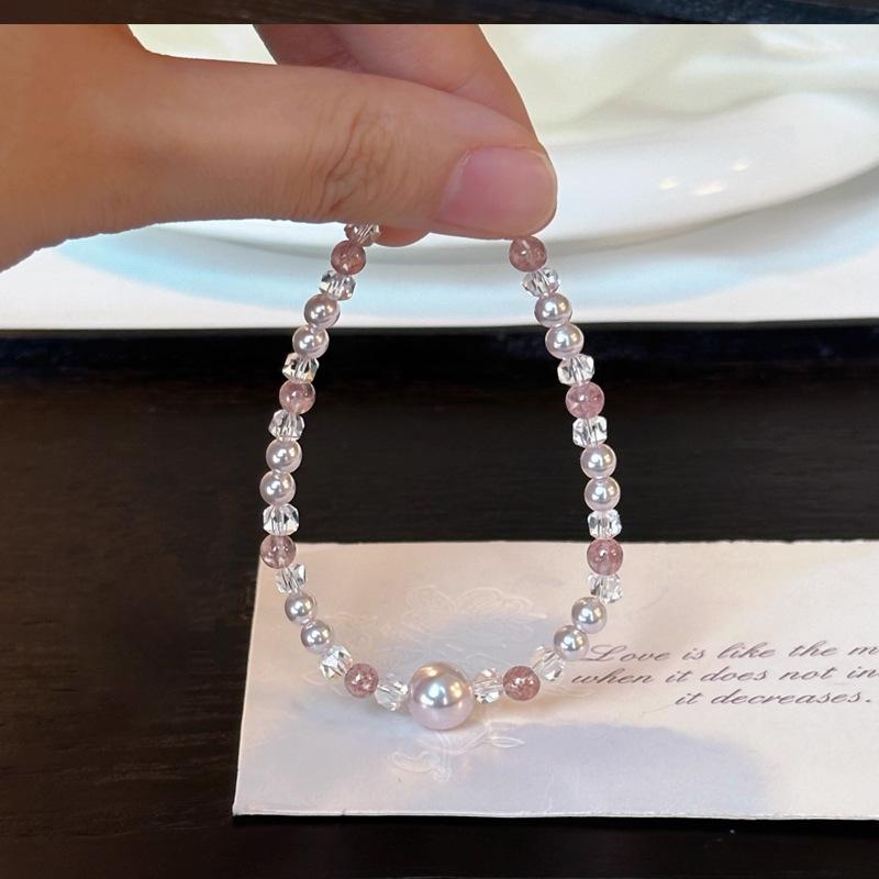 Women s Light Luxury High-end Bracelet Strawberry Crystal Pearl