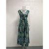 Tropical Floral Print Deep V Neck Spaghetti Strap Maxi Dress Beach Sundress