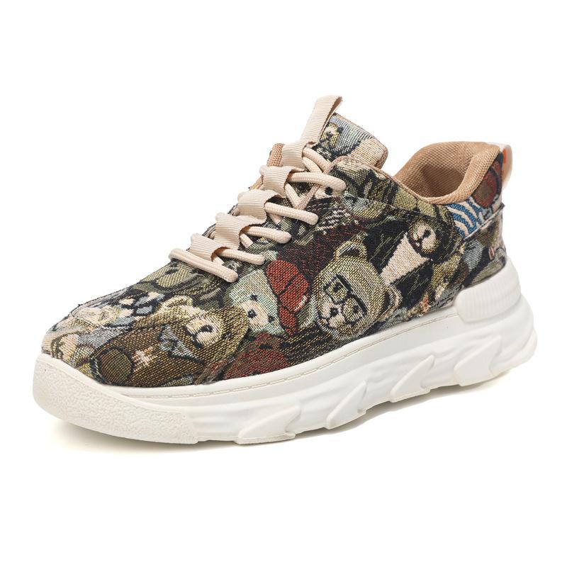 Pantofi de bărbați pentru comerț exterior, nou trend pentru patru sezoane, pantofi de pânză imprimați, pantofi cu platformă pentru tineret, pantofi dad, pantofi sport și de agrement