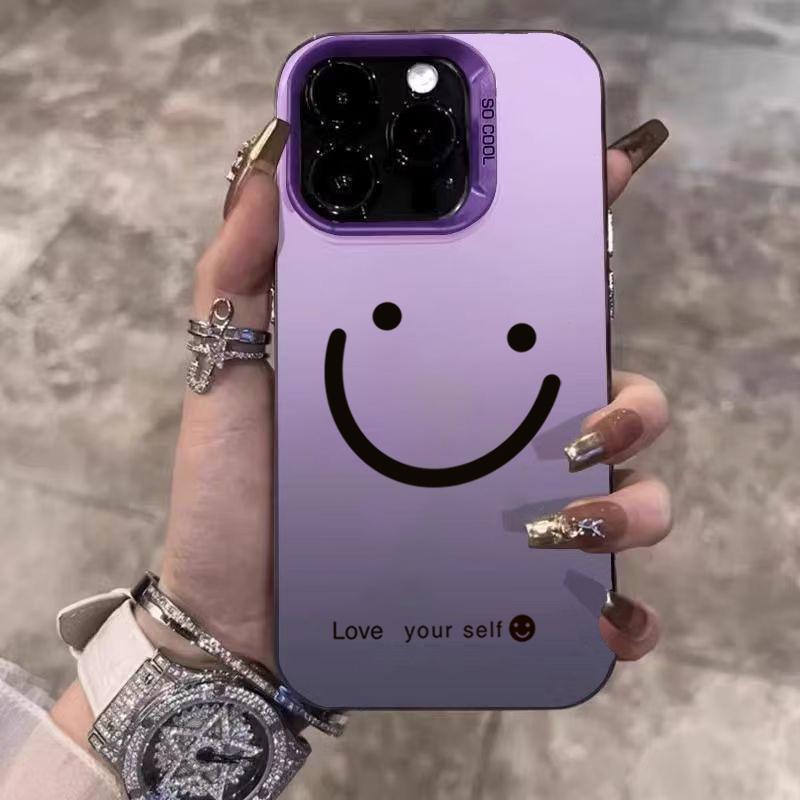 Lachende Wangen Galvanisiert Silber IMD Handyhülle Für iPhone 17 16 15 14 13 12 11 Pro Max 17 Air 16E X XS XR Matt Bumper Abdeckung