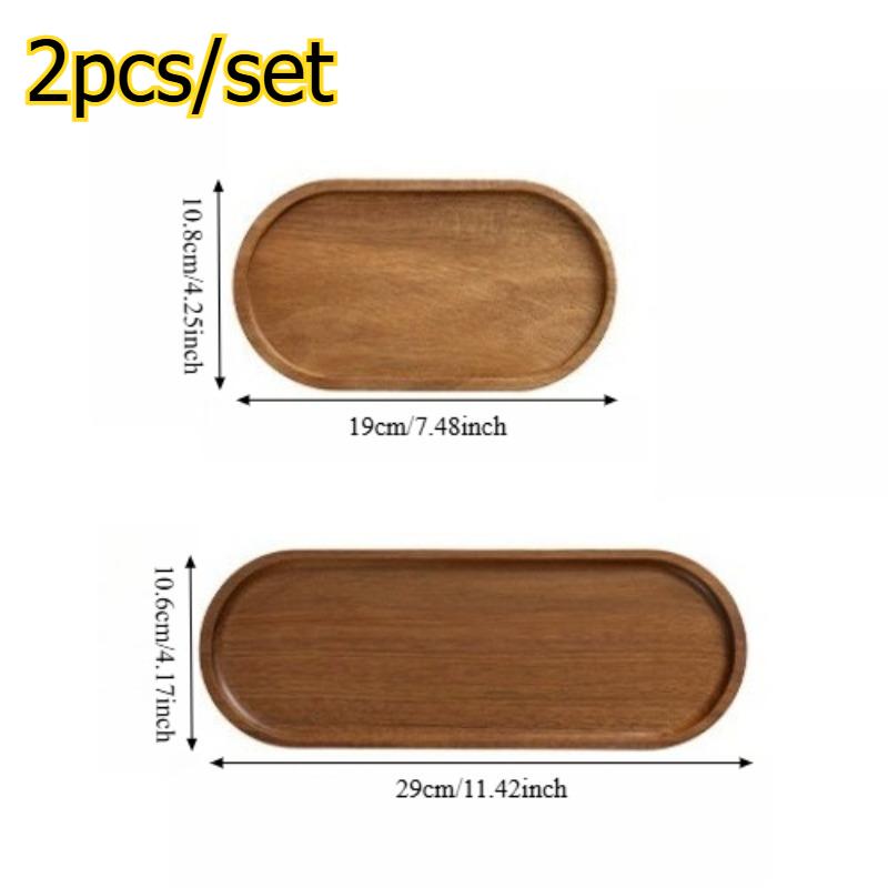 

2pcs/set Wooden Tray Home Wooden Tableware Oval Cake Snack Fruit Plate & Miscellaneous Storage Tray for Kitchen and Living Room хаки