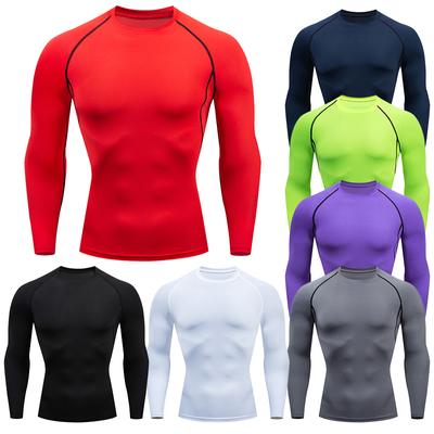 Herren Kompressionslaufshirt Fitness Tight Langarm Sportshirts Training Jogging Tops Gym Sportbekleidung Dry Fit Rashgard