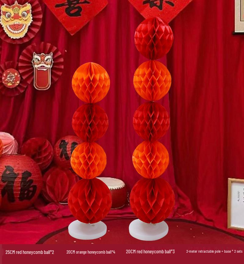 Chinese New Year Lantern Honeycomb Ball Decoration for Birthday and Photo Props