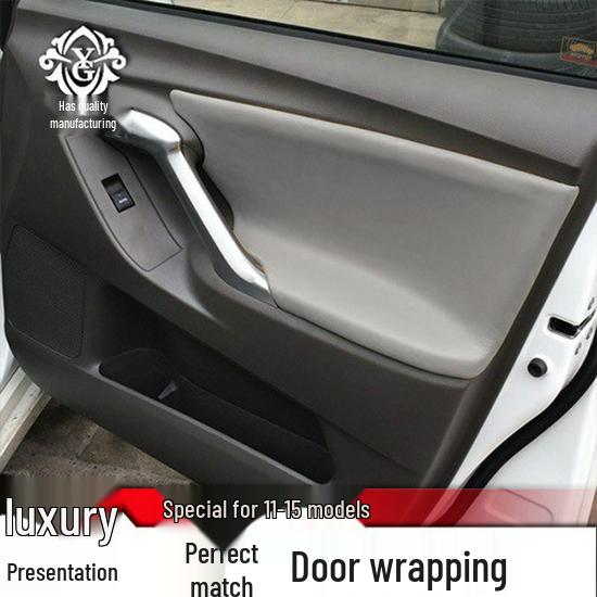 

Compatible Leather Armrest Cover for Toyota Verso (2011-2015) Interior Door Panel Modification Black Leather Red Stitching [4-door covers]