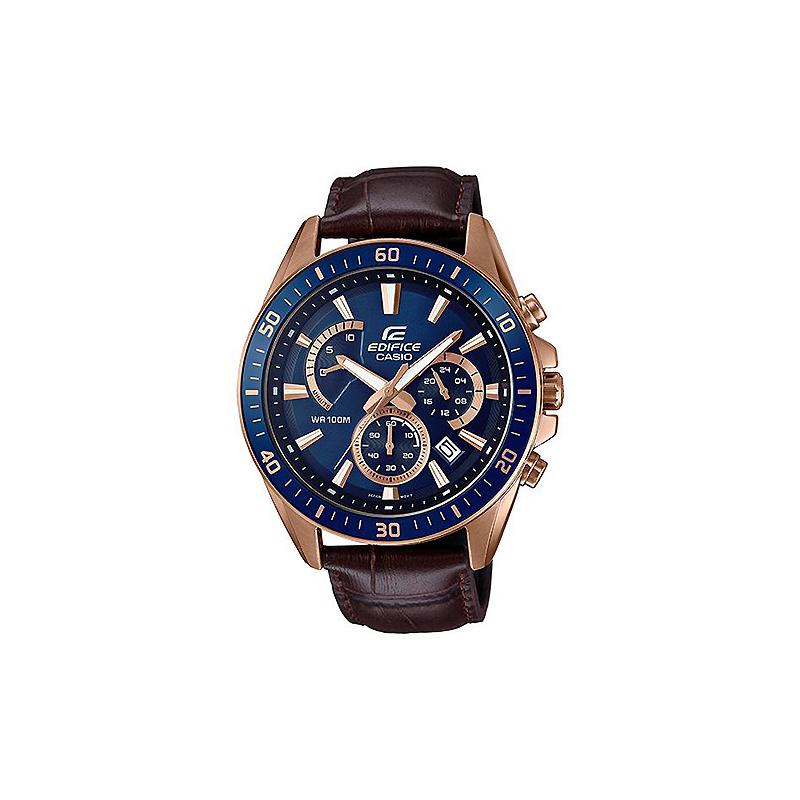 

Casio EDIFICE series three-hand three-eye date display retro brown leather strap waterproof watch quartz movement leather strap Japanese EFR-552GL-2A коричневый