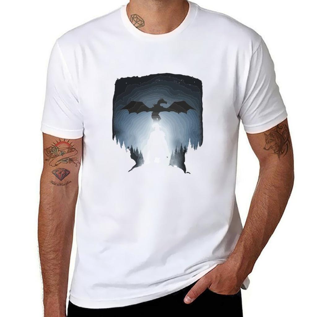 Born Of Dragon In Games Skyrim Tshirt Novelty Graphic Tee Shirt