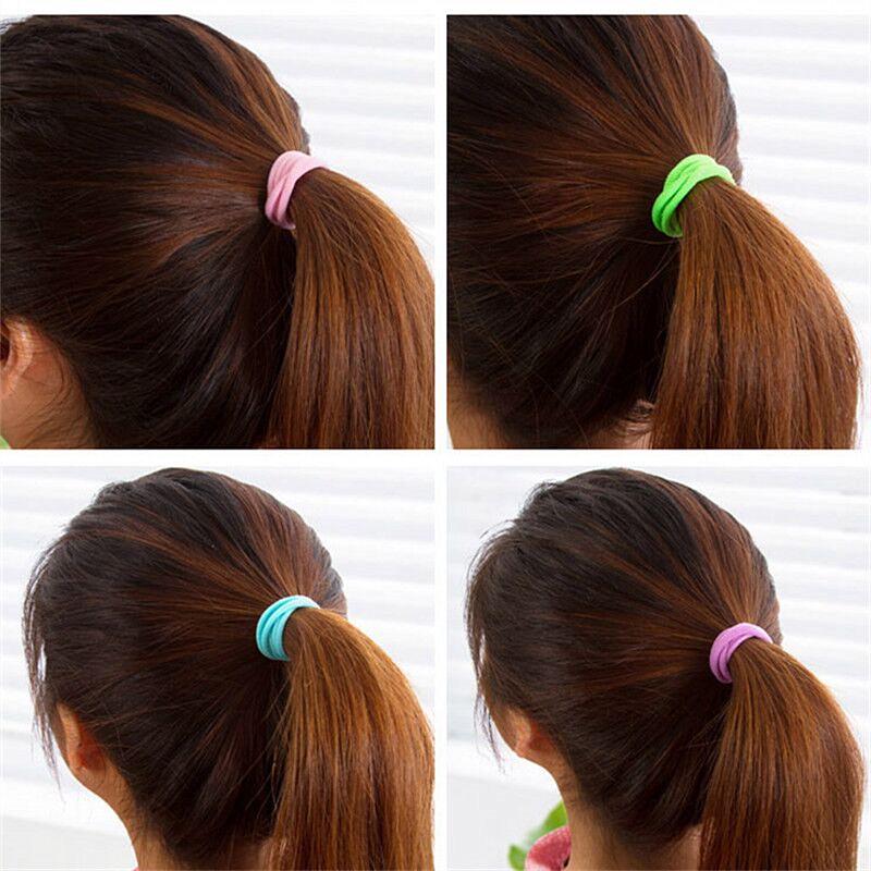 Seamless High Elastic Candy Color Kids Hair Ties Band Rope Ponytail Holders 100pcs