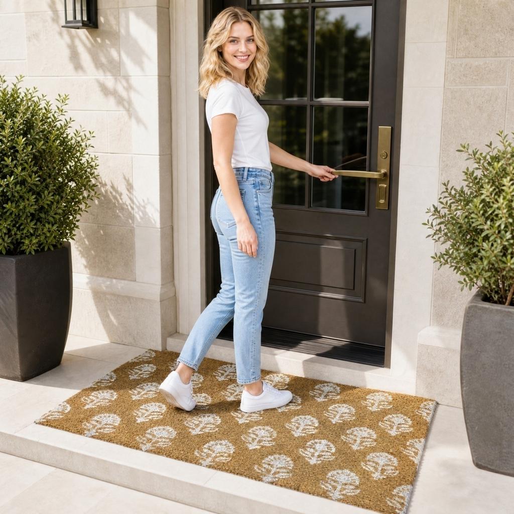 Outdoor Door 16 Inch Faux Coir Doormat Thickened - - Cut to Size for Entryway Patio