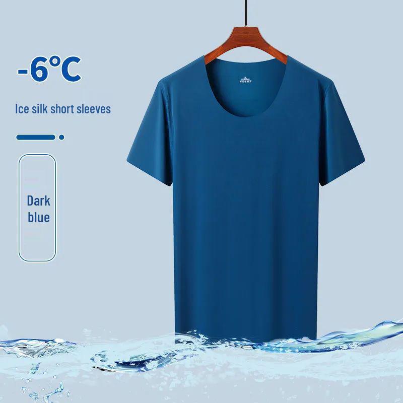 

Men s Ice Silk Seamless Quick-Dry Crew Neck T-Shirt—Silky, Breathable, Cool Fitness Top with Short Sleeves 2XL (65-75 kg) королевский синий
