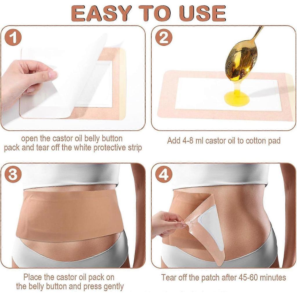 2025 Latest Model  120 Pcs Castor Oil Patches Kit Disposable Castor Oil Pack Wrap Self Adh