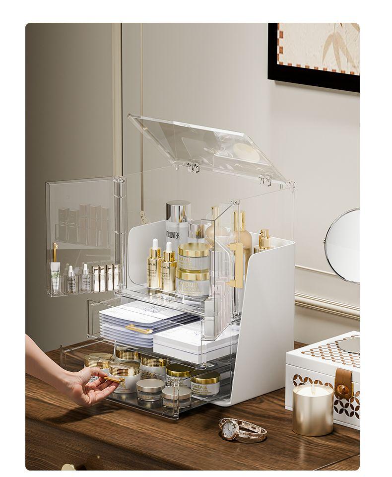 Schicke Transparente Kosmetik-Organizer-Box - Staubdichte Aufbewahrung für Hautpflege, Lippenstifte und Make-up