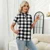 Women's Casual Floral Print V-Neck Short Sleeve Decorative Button T-Shirt Top