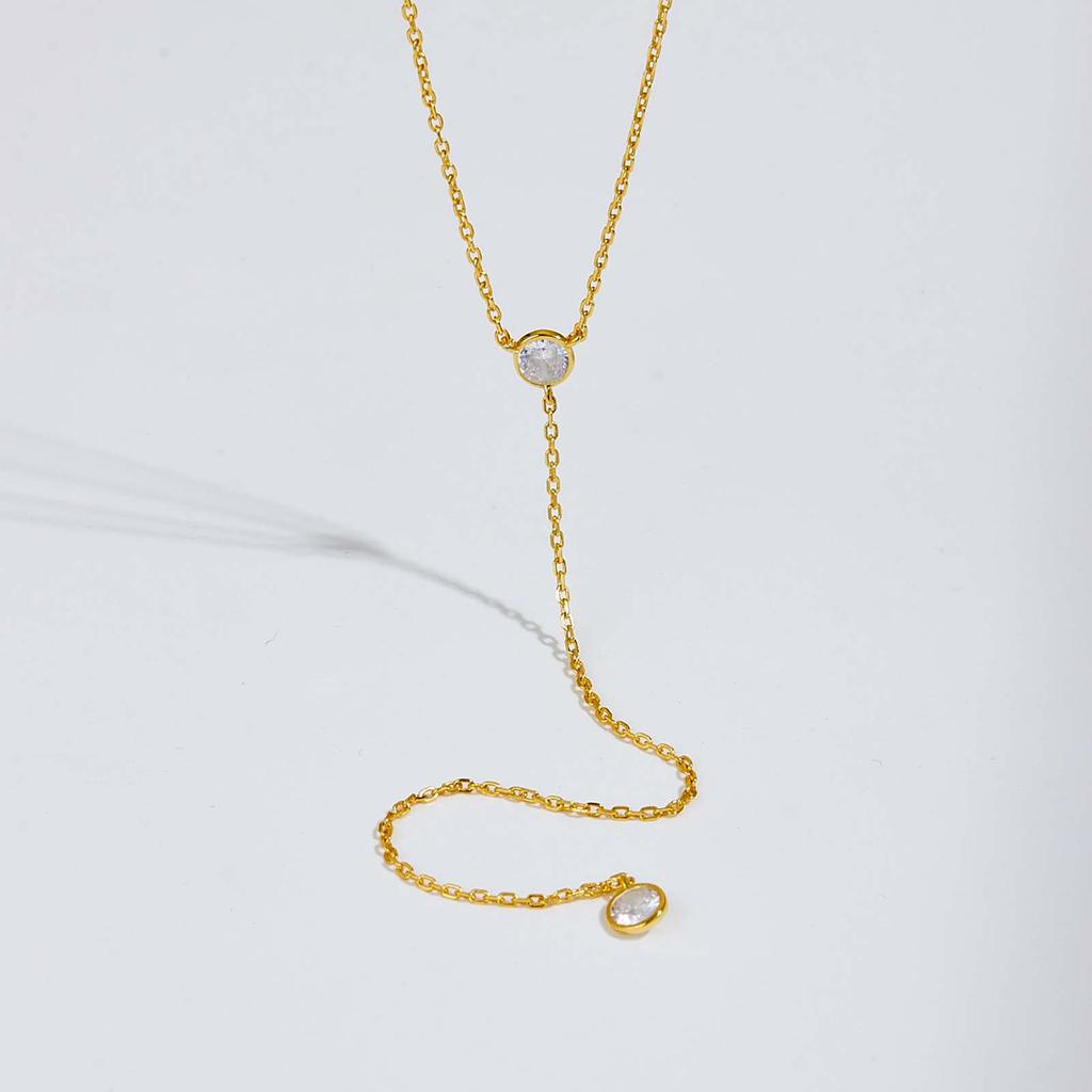 ANDYWEN 925 Sterling Silver Gold Long Chain Tassel Round zircon Pendant Necklace Women 2023 Luxury Fine Wedding Jewelry Gift