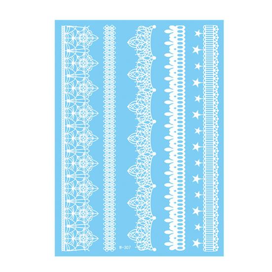 Baizihuahu White Lace Tattoo Sticker for Women, Temporary Face Body Arm, Waterproof Fake Decal Wedding Party Festival