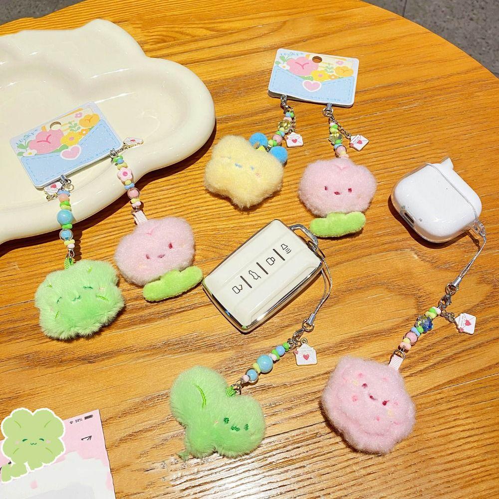 

Beads Letter Couple s Keychain Cartoon Design Plush Flower Bag Pendant Girls Gift Style 2