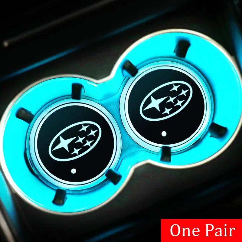 LED Smart Ambient Light Car Water Cup Coasters Mat for Subaru STI XV Outback Legacy Forester WRX Levorg BRZ Crosstrek EE3