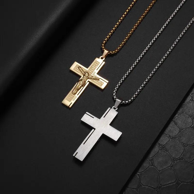 Personality Creative Design Religious Jesus Christ Cross Pendant Amulet Simple Men's and Women's Necklace