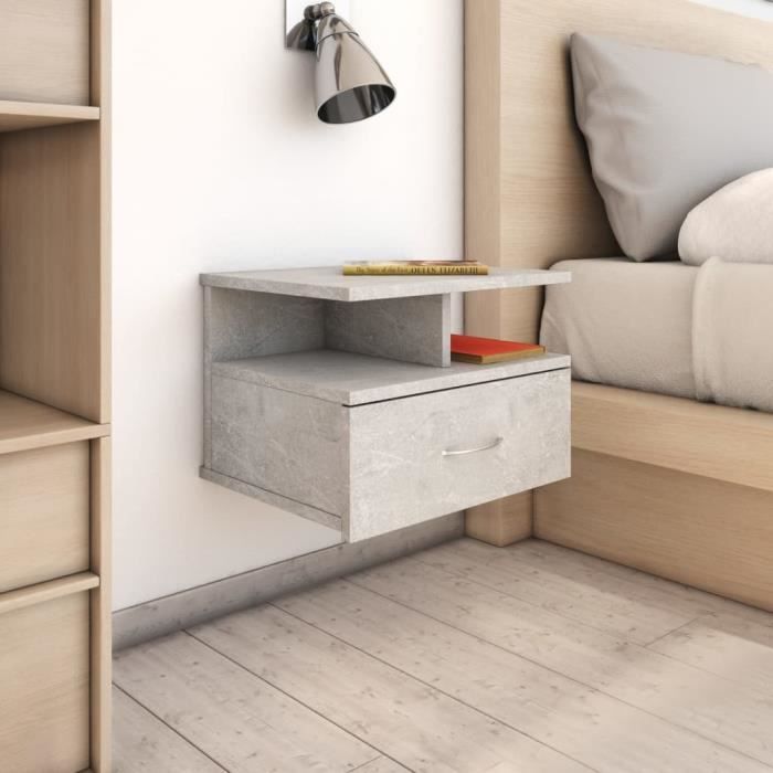 VidaXL Floating Bedside Tables 2 Pcs Concrete Grey Engineered Wood 800414