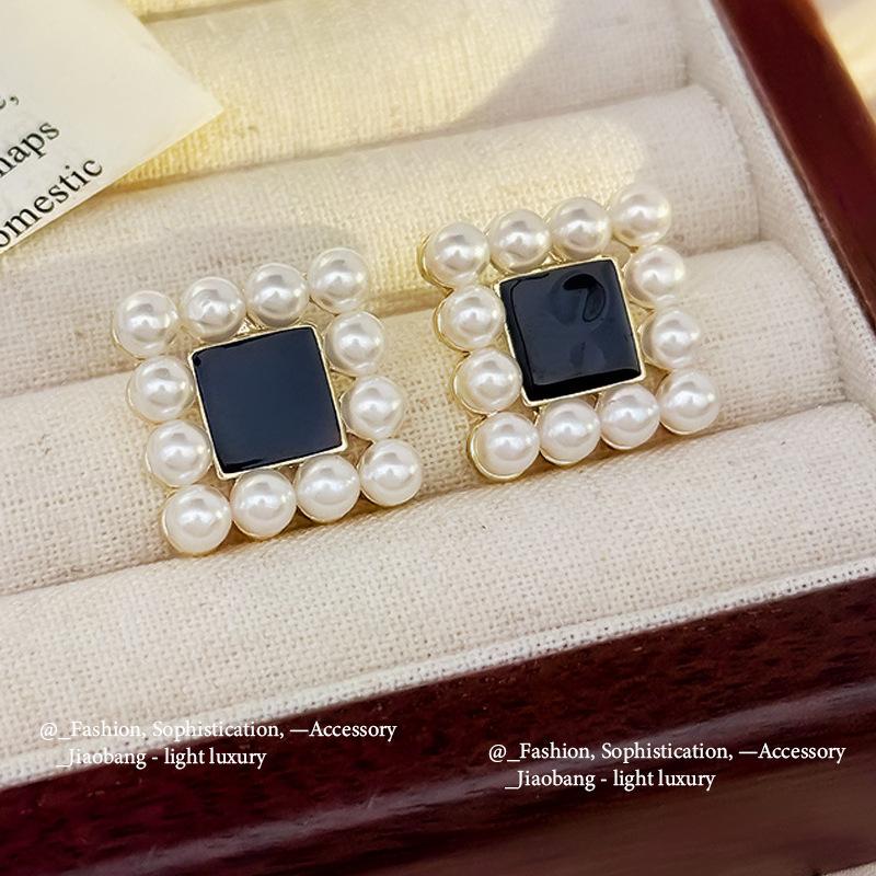 Boucles d'oreilles clous Petite Perle Aiguille Argent Tempérament Haut de gamme Géométriques Boucles d'oreilles pour Trou d'oreille Mignonnes Serties de Diamants Boucles d'oreilles Personnalisées