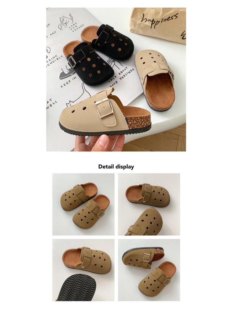 Kids' Retro Birkenstock Sandals - Spring/Summer Closed Toe Non-Slip Casual Half Slippers for Boys & Girls