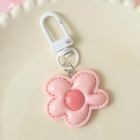 6Pcs Keychain Imitation Leather Texture Flower Shape Keychain Pendant with Alloy Buckle Mobile Phone Bag Hanging Ornament