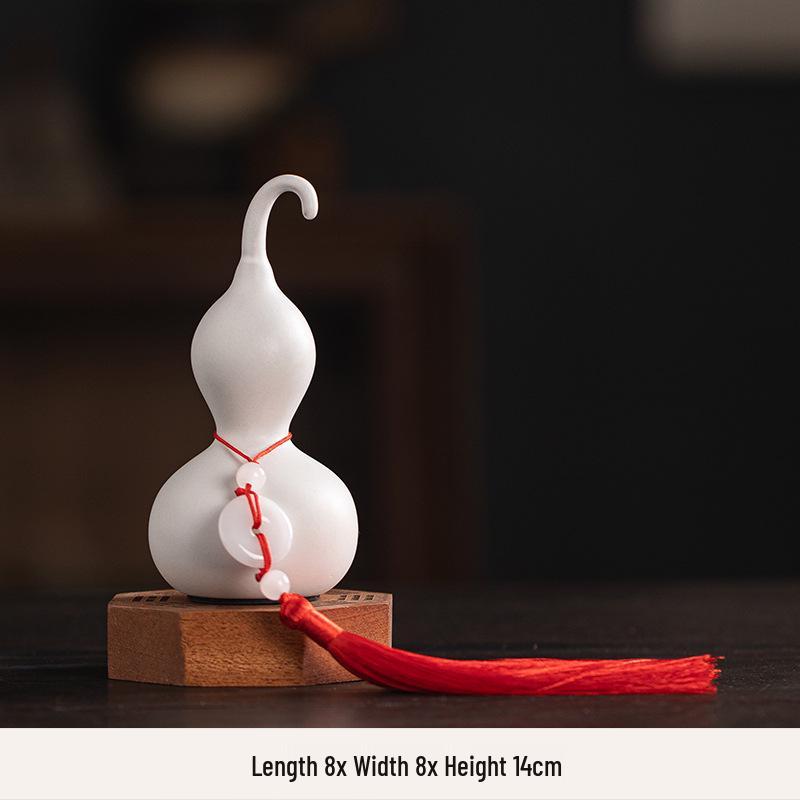 Yellow Clay Gourd Ceramic Ornament for Feng Shui: Fill Missing Corners In Southwest and Northeast, Enhance Gen Kun Palace, Balance Earth Elements.