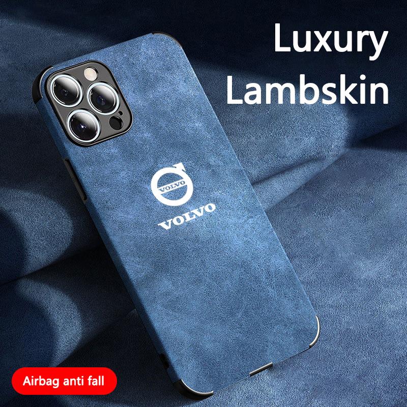 Car For Volvo Emblem Suede All Inclusive Phone Case For iPhone 16 15 13 14 12 Pro Max Mini 8 XR XS 16 Plus 15Pro MAX Cover Shell