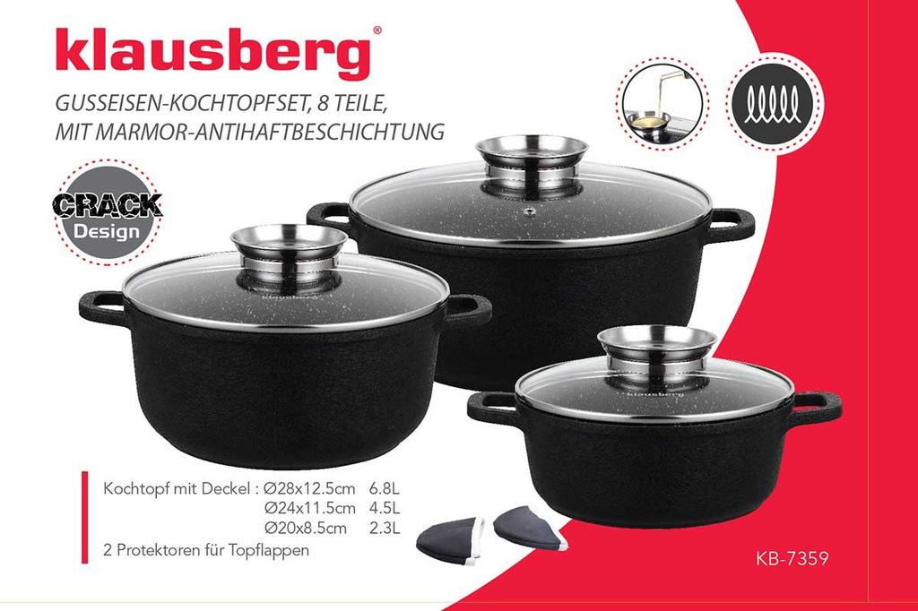 KLAUSBERG KB-7359 8-PIECE GRANITE POTS SET
