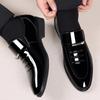 Scarpe in vernice nera, scarpe da uomo formali, scarpe da sposa con punta a punta, scarpe eleganti da lavoro casual da uomo