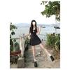 Pure Desire Wind Sleeveless Fake Two-piece Lace Splicing Floral Dress Children's Design Waist Short Skirt Summer