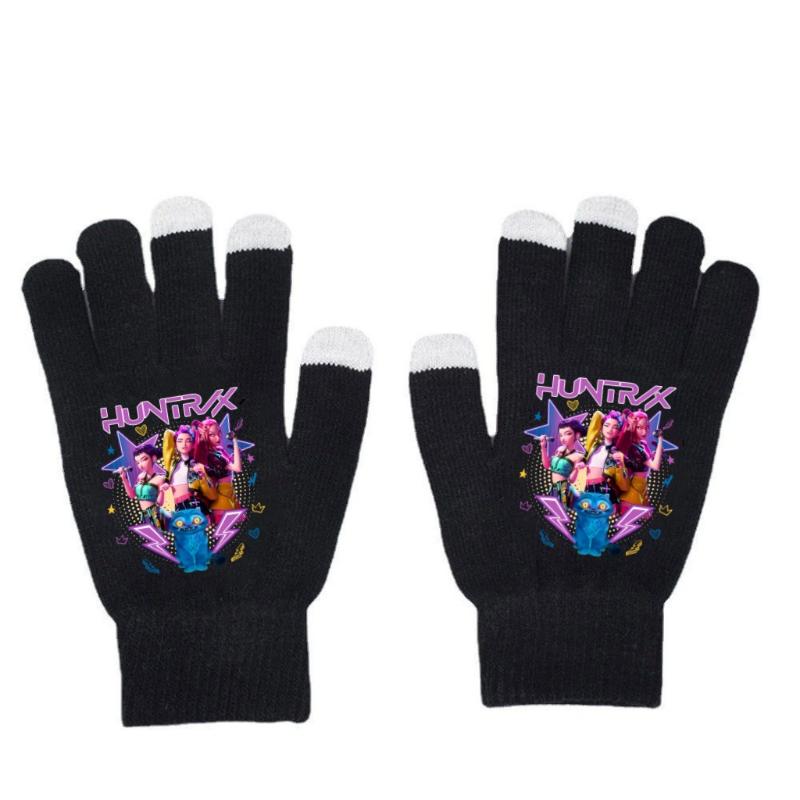 K Pop Demon Hunters Girls Gloves Woman Touch Screen Gloves Lady Winter Warm Cartoon Anime Accessories Cute Gift