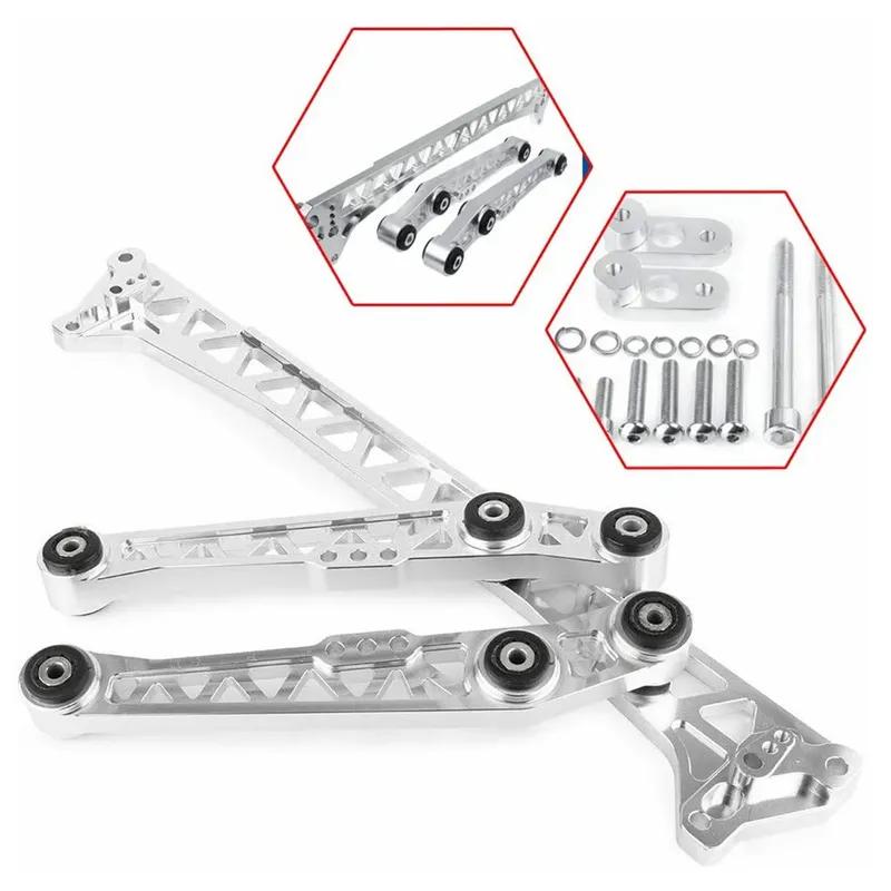 Silver Billet Machined Suspension Upgrade Kit For 92-95 Honda Civic EG Rear Lower Control Arms + Subframe Brace Billet