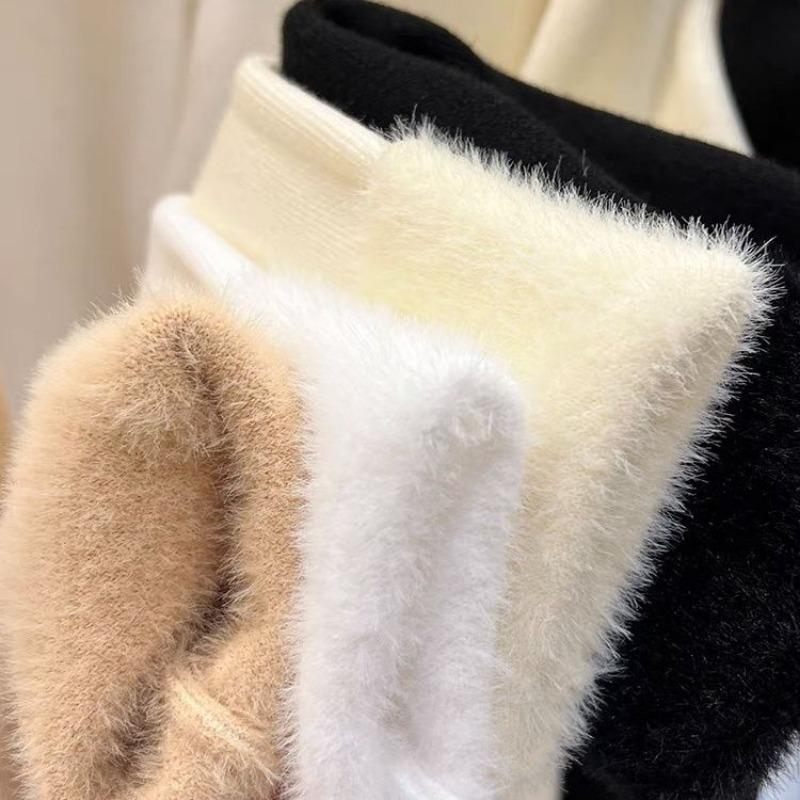 Hairy Stand Up Collar Sweater for Women's Winter New Style Warm and Thick Pullover Sweater Popular Fashion Base Top